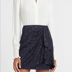 Navy blue print. mini work skirt. Express. Size 2